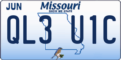 MO license plate QL3U1C
