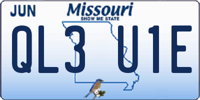 MO license plate QL3U1E