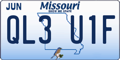MO license plate QL3U1F