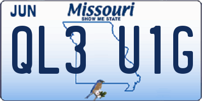 MO license plate QL3U1G