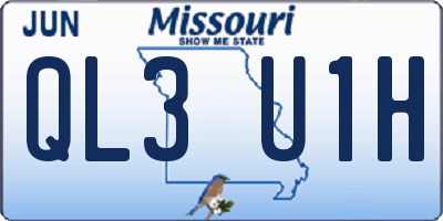 MO license plate QL3U1H
