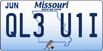 MO license plate QL3U1I
