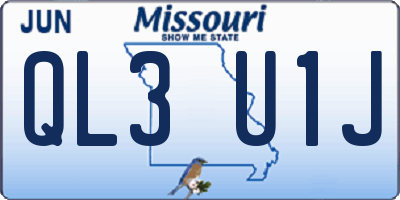 MO license plate QL3U1J