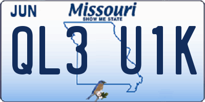 MO license plate QL3U1K