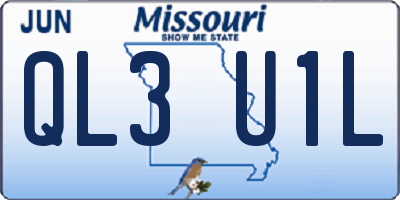 MO license plate QL3U1L