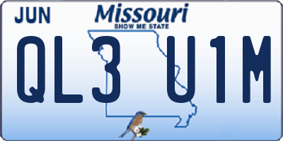 MO license plate QL3U1M