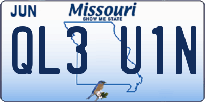 MO license plate QL3U1N