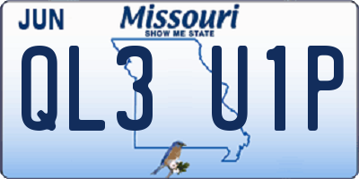MO license plate QL3U1P