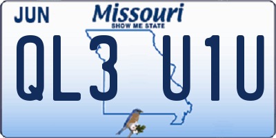 MO license plate QL3U1U