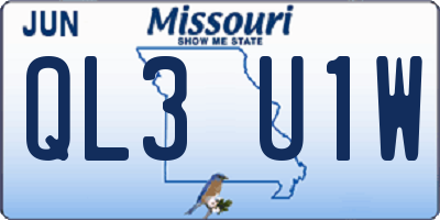 MO license plate QL3U1W