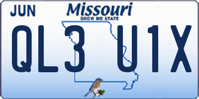 MO license plate QL3U1X