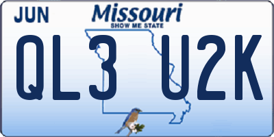 MO license plate QL3U2K