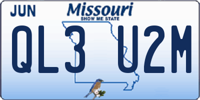 MO license plate QL3U2M