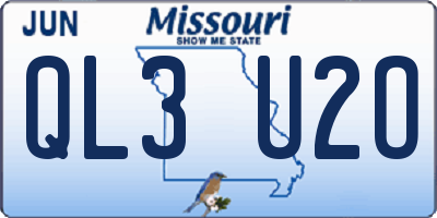 MO license plate QL3U2O