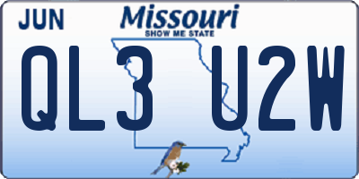 MO license plate QL3U2W