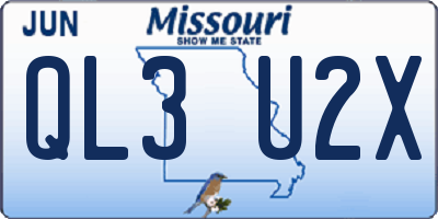 MO license plate QL3U2X
