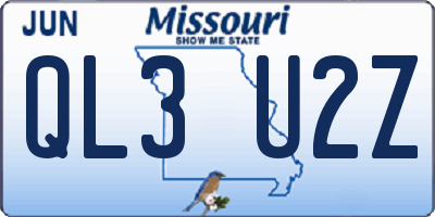 MO license plate QL3U2Z
