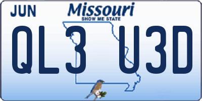 MO license plate QL3U3D