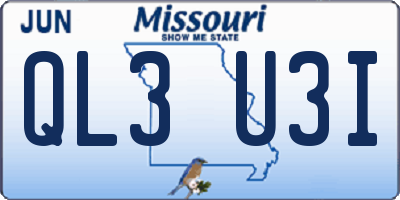 MO license plate QL3U3I