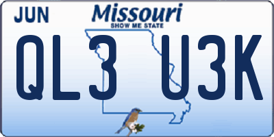 MO license plate QL3U3K