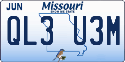 MO license plate QL3U3M