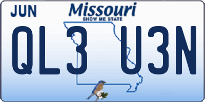 MO license plate QL3U3N