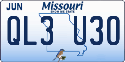 MO license plate QL3U3O
