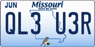 MO license plate QL3U3R