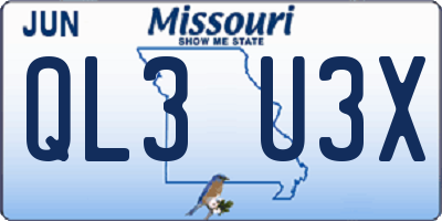 MO license plate QL3U3X