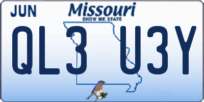 MO license plate QL3U3Y
