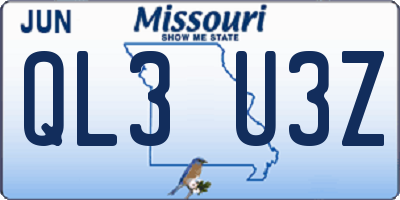 MO license plate QL3U3Z