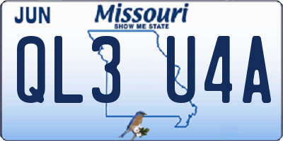 MO license plate QL3U4A