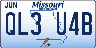 MO license plate QL3U4B