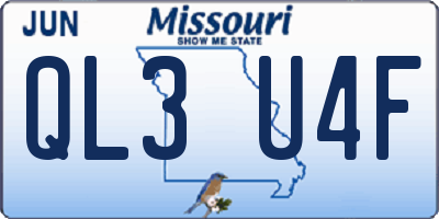 MO license plate QL3U4F