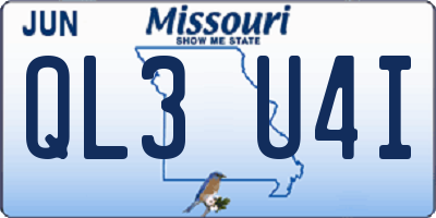 MO license plate QL3U4I