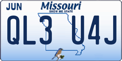 MO license plate QL3U4J
