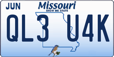 MO license plate QL3U4K