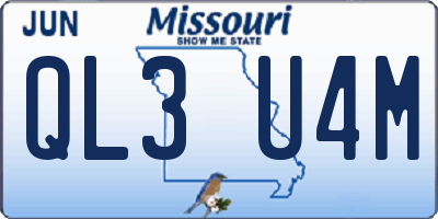 MO license plate QL3U4M