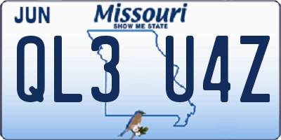 MO license plate QL3U4Z