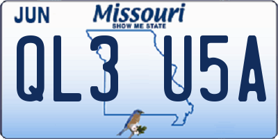 MO license plate QL3U5A