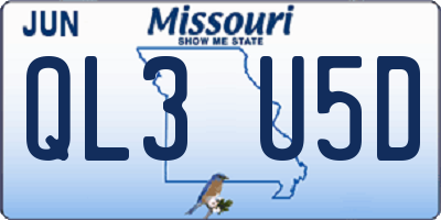 MO license plate QL3U5D