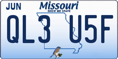 MO license plate QL3U5F