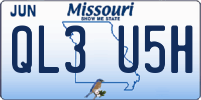 MO license plate QL3U5H