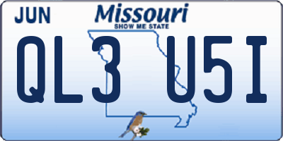 MO license plate QL3U5I