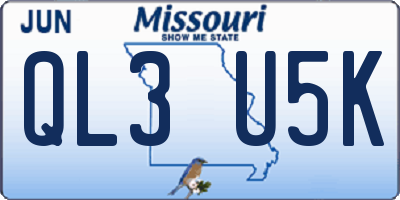 MO license plate QL3U5K