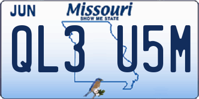 MO license plate QL3U5M
