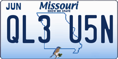 MO license plate QL3U5N