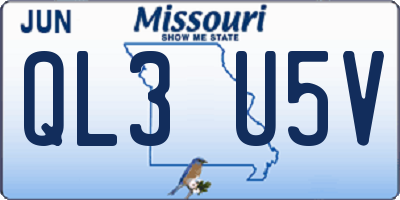 MO license plate QL3U5V