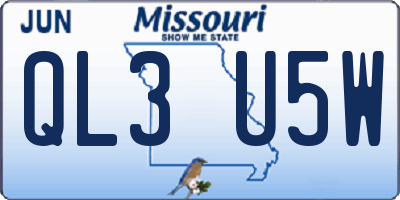MO license plate QL3U5W