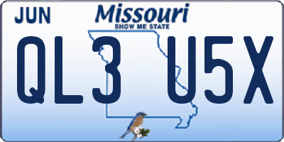 MO license plate QL3U5X